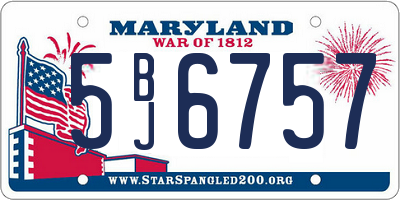 MD license plate 5BJ6757