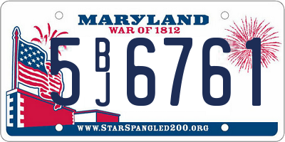 MD license plate 5BJ6761