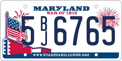 MD license plate 5BJ6765
