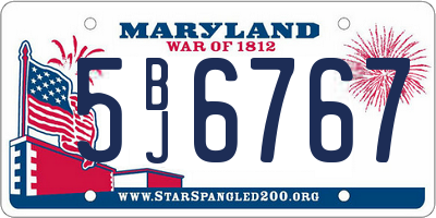 MD license plate 5BJ6767