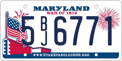 MD license plate 5BJ6771