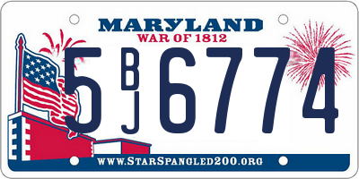 MD license plate 5BJ6774