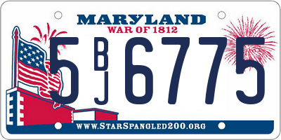 MD license plate 5BJ6775