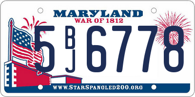 MD license plate 5BJ6778