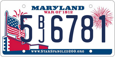 MD license plate 5BJ6781