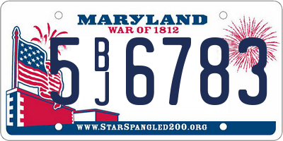 MD license plate 5BJ6783