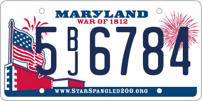 MD license plate 5BJ6784