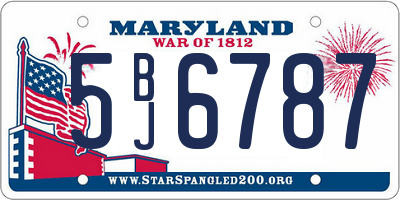 MD license plate 5BJ6787