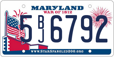 MD license plate 5BJ6792
