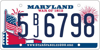 MD license plate 5BJ6798