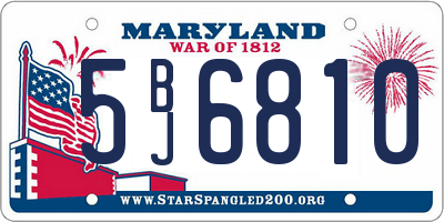 MD license plate 5BJ6810