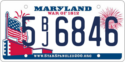 MD license plate 5BJ6846