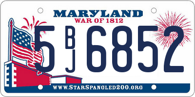 MD license plate 5BJ6852