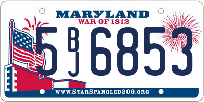 MD license plate 5BJ6853
