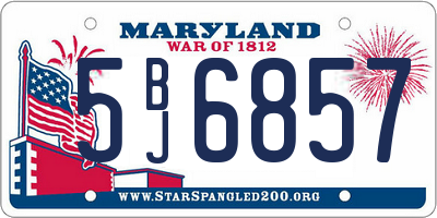 MD license plate 5BJ6857