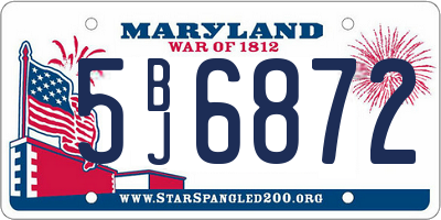 MD license plate 5BJ6872
