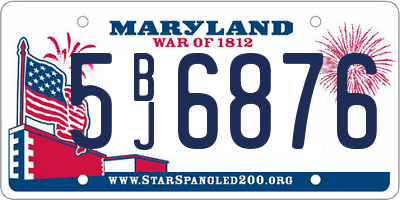 MD license plate 5BJ6876