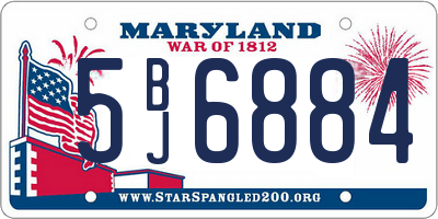 MD license plate 5BJ6884