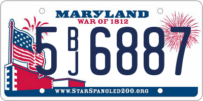 MD license plate 5BJ6887