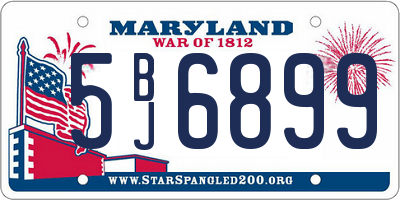 MD license plate 5BJ6899
