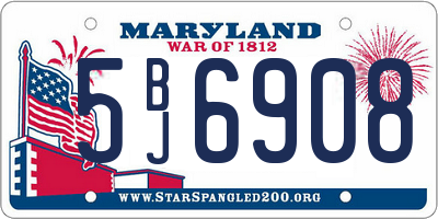 MD license plate 5BJ6908