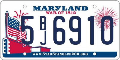 MD license plate 5BJ6910