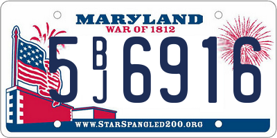 MD license plate 5BJ6916