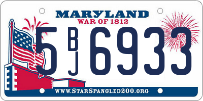 MD license plate 5BJ6933