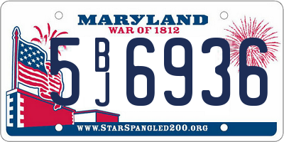 MD license plate 5BJ6936