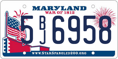 MD license plate 5BJ6958