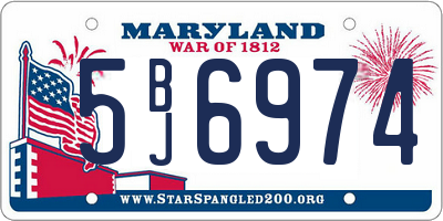 MD license plate 5BJ6974