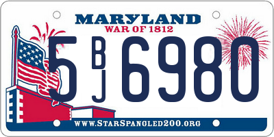 MD license plate 5BJ6980