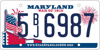 MD license plate 5BJ6987