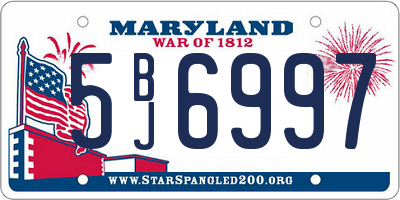 MD license plate 5BJ6997