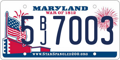 MD license plate 5BJ7003
