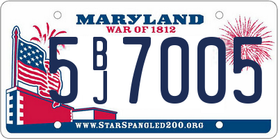 MD license plate 5BJ7005