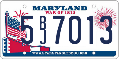MD license plate 5BJ7013