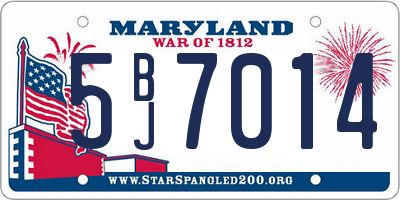 MD license plate 5BJ7014