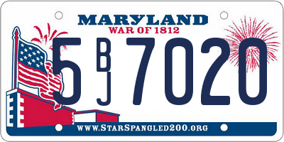 MD license plate 5BJ7020