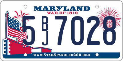MD license plate 5BJ7028