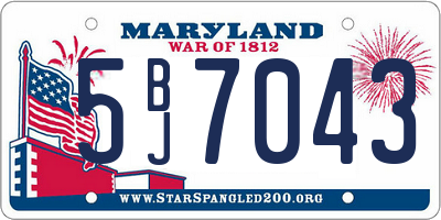 MD license plate 5BJ7043