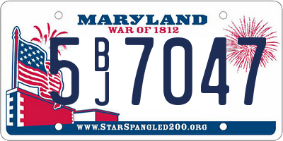 MD license plate 5BJ7047
