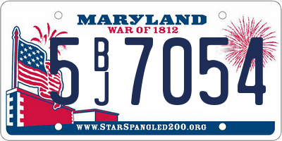 MD license plate 5BJ7054