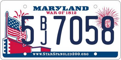 MD license plate 5BJ7058