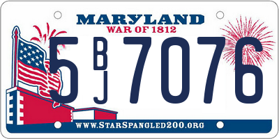 MD license plate 5BJ7076