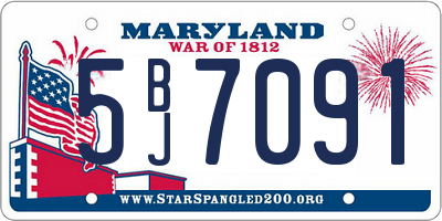 MD license plate 5BJ7091