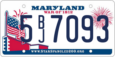 MD license plate 5BJ7093