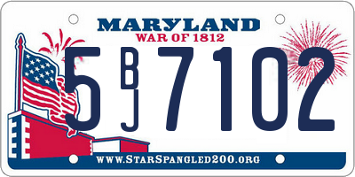 MD license plate 5BJ7102