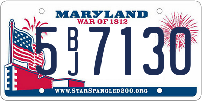 MD license plate 5BJ7130
