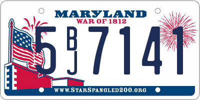 MD license plate 5BJ7141